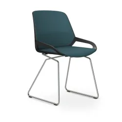 Skid-base chair Aeris Numo Comfort Blue/Black / chrome without armrests, New - Comfortable seating
