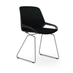 Skid-base chair Aeris Numo Comfort Black/Black / chrome without armrests, New - Comfortable seating