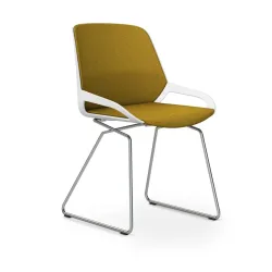Skid-base chair Aeris Numo Comfort Yellow/White / chrome without armrests, New - Comfortable seating