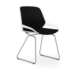 Skid-base chair Aeris Numo Comfort Black/White / chrome without armrests, New - Comfortable seating