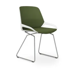 Skid-base chair Aeris Numo Comfort Green/White / chrome without armrests, New - Comfortable seating