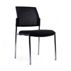 4-leg chair Chairzone Self One Visit 10 Black/Chrome-plated without armrests, New - Perfect for office and reception