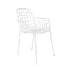Zuiver Albert Kuip garden chair - set of 2, White with fixed armrests, New - Modern & weatherproof