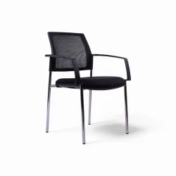 Conference chair Chairzone Self One Visit 10 Black/Chrome-plated with fixed armrests, New - Perfect for office and reception