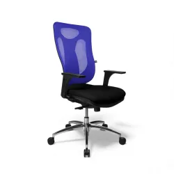 Office chair Topstar Net Pro 100 with 1D armrests, Blue/High-gloss polished, New, Ergonomic chair - ideal for flexible working