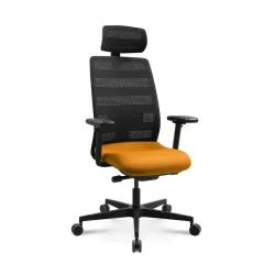 Swivel chair  Tradingzone Air with headrest & with 3D armrests Yellow, New, Ergonomic chair - ideal for flexible working
