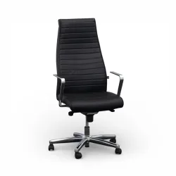 Elegant Chairman X leather executive chair with ring armrests, Black, New, Ergonomic chair - ideal for flexible working