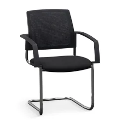Cantilever Chairzone Self One Visit 30 Black with fixed armrests, Free swinging, New - Perfect for visitors and guests