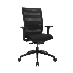 Bürostuhl AirWork, mit Armlehnen, Synchronmechanik, schwarz, schwarz Topstar