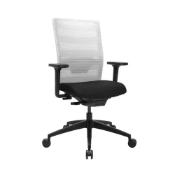 Topstar Bürostuhl AirWork, mit Armlehnen, Auto-Synchronmechanik, Muldensitz, Netzrücken mit Lordosenstütze, weiss/schwarz