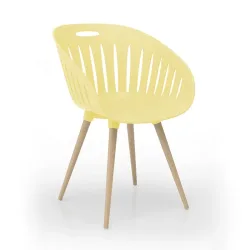 Outdoor-Stuhl Topstar T2023, 2 Stück, ergonomische Kunststoffschale, Füsse ein- und ausdrehbar, gelb