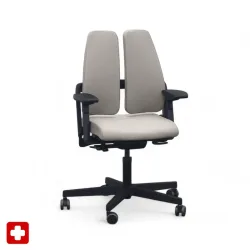 Office chair SitagXilium DuoBack swissmade with 4D armrests, Beige, New, Ergonomic chair - ideal for flexible working