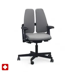 Office chair SitagXilium DuoBack swissmade with 4D armrests, Gray, New, Ergonomic chair - ideal for flexible working