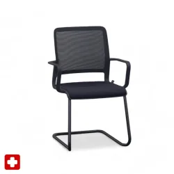 Sitag SitagXilium Mesh cantilever chair Black with fixed armrests, Free swinging, New - Perfect for visitors and guests