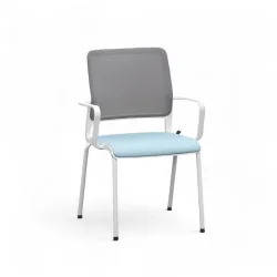 4-legged chairs Sitag SitagXilium Mesh Blue with fixed armrests, New - Perfect for office and reception