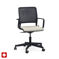 Conference chair Sitag SitagXilium Mesh with fixed armrests, Beige, New - Ergonomic & height-adjustable