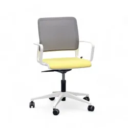 Conference chair Sitag SitagXilium Mesh with fixed armrests, Yellow, New - Ergonomic & height-adjustable