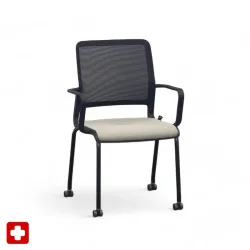 4-leg chairs Sitag SitagXilium Mesh Beige with fixed armrests, New - Perfect for office and reception
