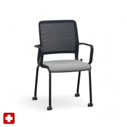 4-leg chairs Sitag SitagXilium Mesh Gray with fixed armrests, New - Perfect for office and reception