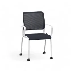 4-leg chairs Sitag SitagXilium Mesh Black with fixed armrests, New - Perfect for office and reception