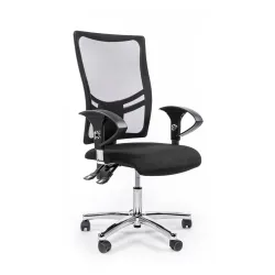 Office chair Topstar Net Point 10 with 1D armrests, Black/Chrome-plated, New, Ergonomic chair - ideal for flexible working