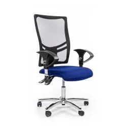 Office chair Topstar Net Point 10 with 1D armrests, Blue/Chrome-plated, New, Ergonomic chair - ideal for flexible working