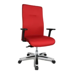 Office chair Topstar Big Star 20 with 2D armrests, Red/Chrome-plated, New, Ergonomic chair - ideal for flexible working