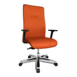 Office chair Topstar Big Star 20 with 2D armrests, Orange/Chrome-plated, New, Ergonomic chair - ideal for flexible working