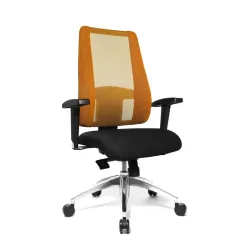 Office swivel chair Topstar Lady Sitness Deluxe with 2D armrests, Orange, New, Ergonomic chair - ideal for flexible working