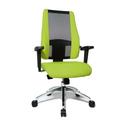 Topstar Air Syncro office chair with 1D armrests, Green/Chrome-plated, New, Ergonomic chair - ideal for flexible working