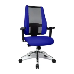 Topstar Air Syncro office chair with 1D armrests, Blue/Chrome-plated, New, Ergonomic chair - ideal for flexible working
