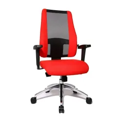 Topstar Air Syncro office chair with 1D armrests, Red/Chrome-plated, New, Ergonomic chair - ideal for flexible working