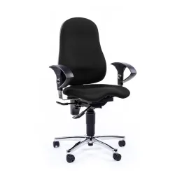 Office chair Topstar Sitness 10 with 1D armrests, Black/Chrome-plated, New, Ergonomic chair - ideal for flexible working