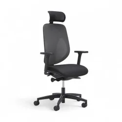 Bürostuhl Giroflex 353-4029 mit Kopfstütze & mit 2D Armlehnen Grau/Schwarz, Neu, Ergonomischer Stuhl - ideal für flexibles Arbeiten