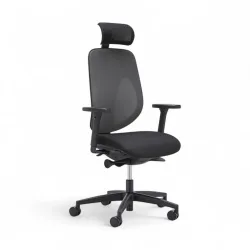 Bürostuhl Giroflex 353-4029 mit Kopfstütze & mit 2D Armlehnen Grau/Schwarz, Neu, Ergonomischer Stuhl - ideal für flexibles Arbeiten