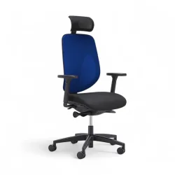 Bürostuhl Giroflex 353-4029 mit Kopfstütze & mit 2D Armlehnen Blau/Schwarz, Neu, Ergonomischer Stuhl - ideal für flexibles Arbeiten