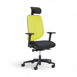 Bürostuhl Giroflex 353-4029 mit Kopfstütze & mit 2D Armlehnen Gelb/Schwarz, Neu, Ergonomischer Stuhl - ideal für flexibles Arbeiten