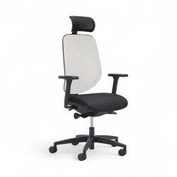 Bürostuhl Giroflex 353-4029 mit Kopfstütze & mit 2D Armlehnen Weiss/Schwarz, Neu, Ergonomischer Stuhl - ideal für flexibles Arbeiten