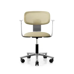 Arbeitsstuhl HAG Tion 2340 Mesh mit Fixarmlehnen, Gelb/Verchromt, Neu, Ergonomischer Stuhl - ideal für flexibles Arbeiten