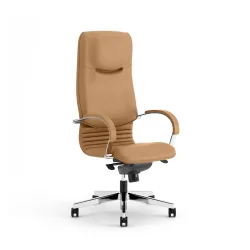 Leder Chefsessel Nowy Styl Nova mit Fixarmlehnen, Beige/Verchromt, Neu, Ergonomischer Stuhl - ideal für flexibles Arbeiten