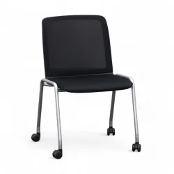 Besucher - Seminarstuhl auf Rollen Haworth Comforto 29 Schwarz ohne Armlehnen, Neu – Perfekt für Büro und Empfang