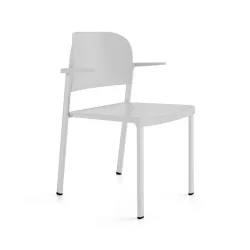 4-Fuss Stühle IBEBI Bio Grau mit Fixarmlehnen, Neu – Perfekt für Büro und Empfang