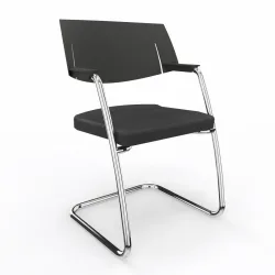 Freischwinger LAS HELLO Schwarz mit Fixarmlehnen, Freischwinger-Gestell, Neu - Perfekt für Besucher und Gäste