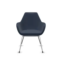 4-Fuss Stühle Profim Fan 10V Blau/Verchromt mit Fixarmlehnen, Neu – Perfekt für Büro und Empfang
