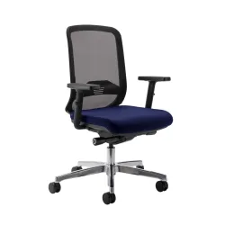 Bürostuhl Milani Bali Mesh mit 2D Armlehnen, Dunkelblau/Verchromt, Neu, Ergonomischer Stuhl - ideal für flexibles Arbeiten