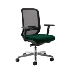 Bürostuhl Milani Bali Mesh mit 2D Armlehnen, Dunkelgrün/Verchromt, Neu, Ergonomischer Stuhl - ideal für flexibles Arbeiten