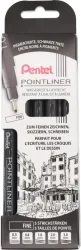 PENTEL Fineliner Pigment 5er Set YS20P-5F POINTLINER schwarz fine