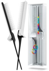 ColorBow Rat Tail Clip Comb Matte Black/White 2 Stk.