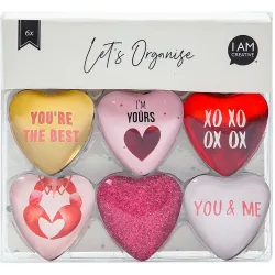 I AM CREATIVE Magnet Herz Let's Organize MAA4035.50 Glas, 0.9x3.3x3.2cm 6 St&uuml;ck