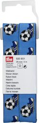 Prym Webband Fussball + Schuhe, blau 20 mm, Coupon 2 m mit Haken